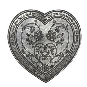 Carson Statesmetal Heart Friendship Plate Pewter Style Aluminum Tray 11784